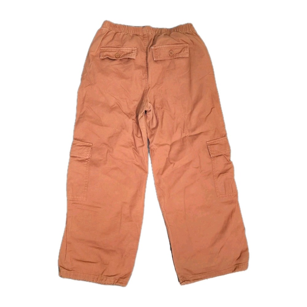 Almost Famous Wide Leg Womens Sm Cargo Pants Elastic Waist Drawstring Leg Orange - Picture 11 of 11